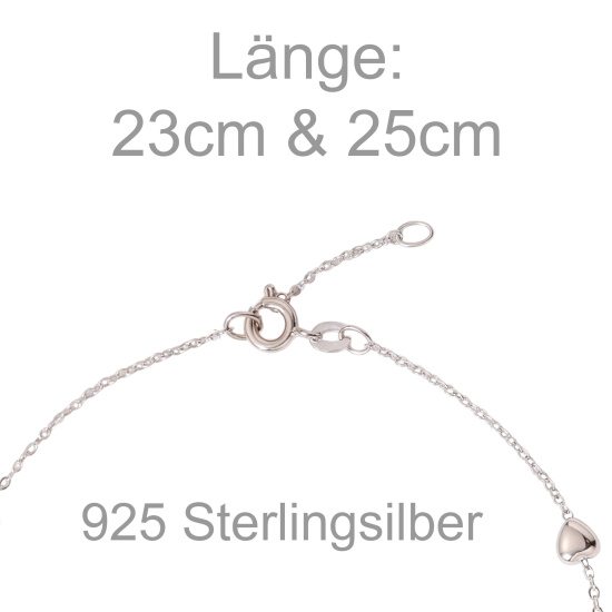 Fußkettchen Herz/Kugel 925 Sterling Silber Federring