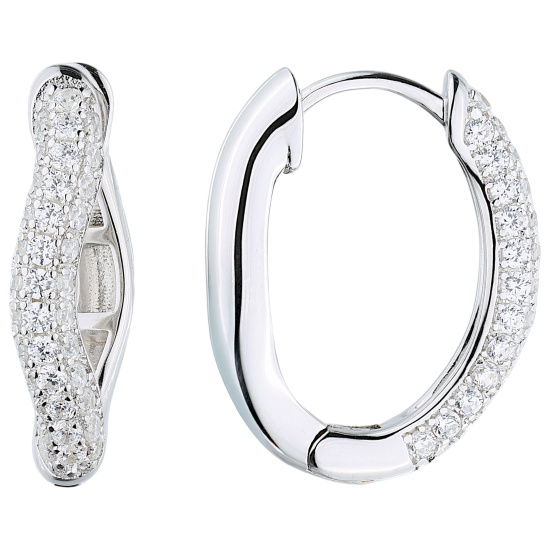 Creolen geschwungen 925 Sterling Silber 74 Zirkonia Ohrringe