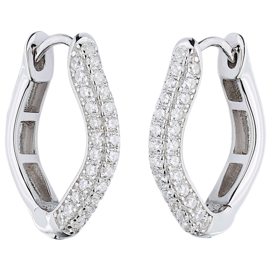 Creolen geschwungen 925 Sterling Silber 74 Zirkonia Ohrringe