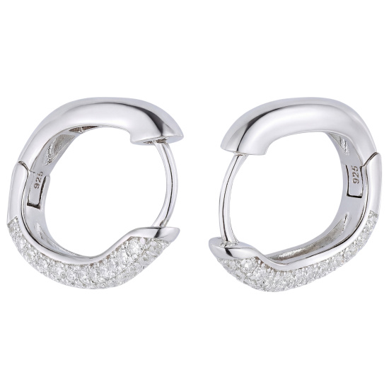 Creolen geschwungen 925 Sterling Silber 74 Zirkonia Ohrringe
