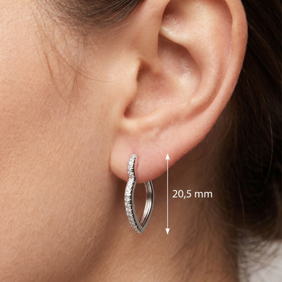 Creolen spitz 925 Sterling Silber 40 Zirkonia Ohrringe
