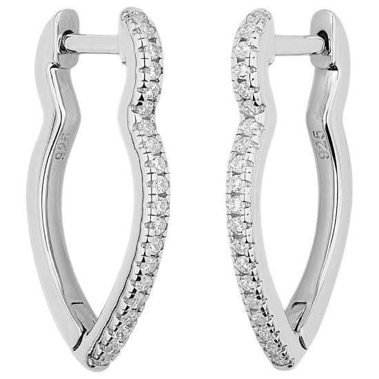 Creolen spitz 925 Sterling Silber 40 Zirkonia Ohrringe