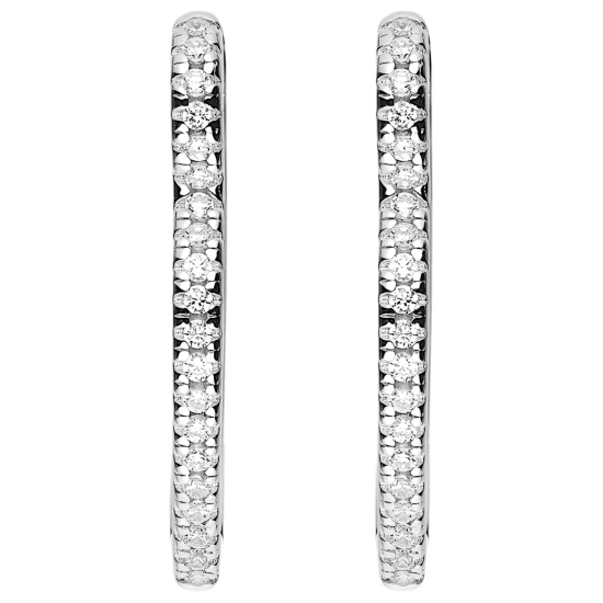 Creolen spitz 925 Sterling Silber 40 Zirkonia Ohrringe