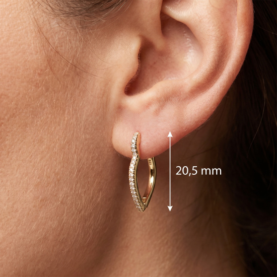 Creolen spitz 925 Sterling Silber vergoldet 40 Zirkonia
