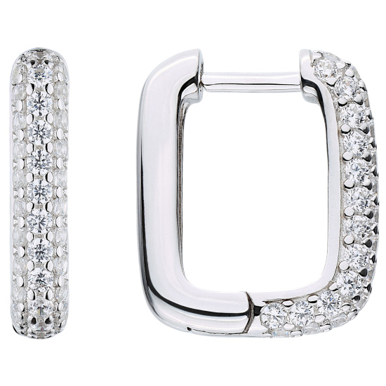 Creolen eckig 925 Sterling Silber 74 Zirkonia Ohrringe