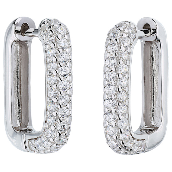 Creolen eckig 925 Sterling Silber 74 Zirkonia Ohrringe