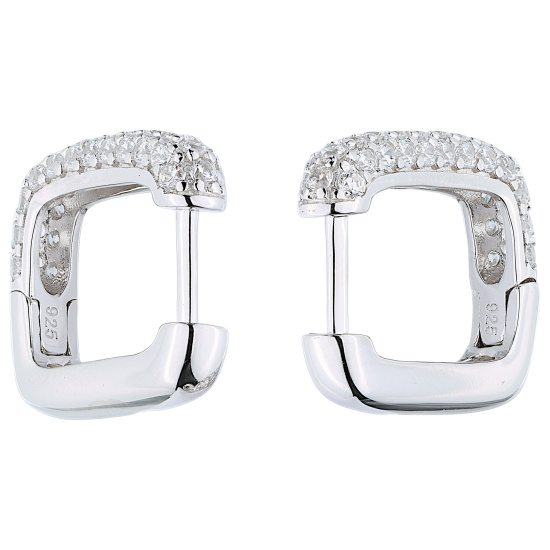 Creolen eckig 925 Sterling Silber 74 Zirkonia Ohrringe