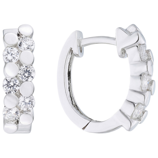 Creolen oval 925 Sterling Silber 12 Zirkonia Ohrringe