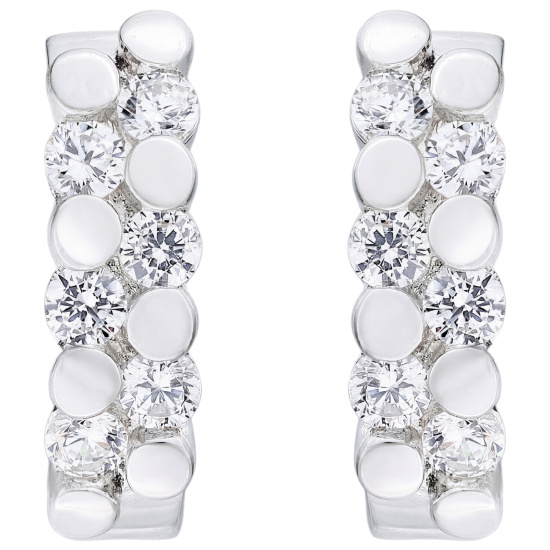 Creolen oval 925 Sterling Silber 12 Zirkonia Ohrringe