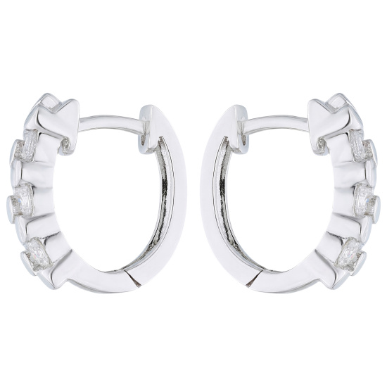 Creolen oval 925 Sterling Silber 12 Zirkonia Ohrringe