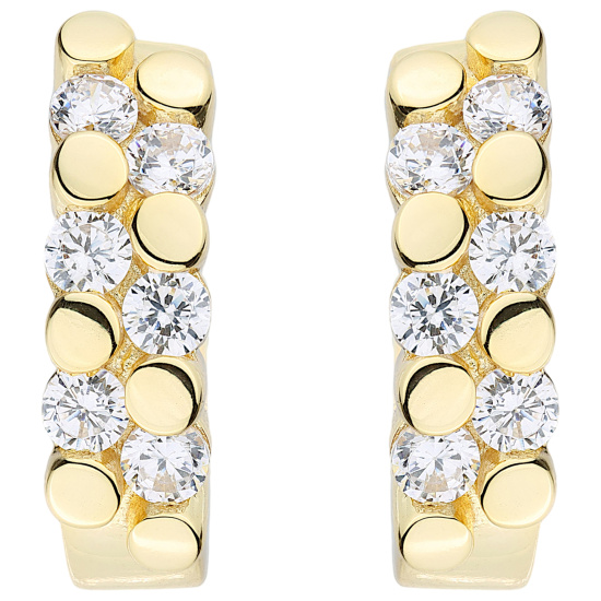 Creolen oval 925 Sterling Silber vergoldet 12 Zirkonia Ohrringe