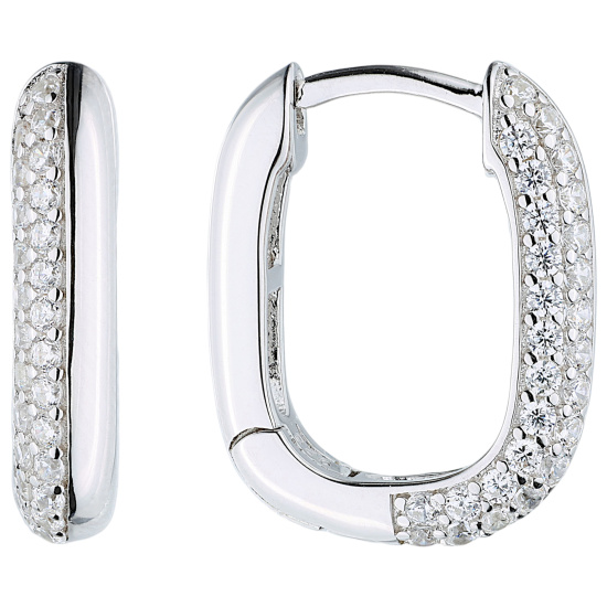 Creolen eckig 925 Sterling Silber 54 Zirkonia Ohrringe