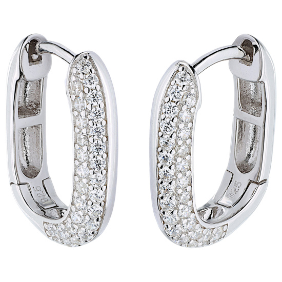 Creolen eckig 925 Sterling Silber 54 Zirkonia Ohrringe