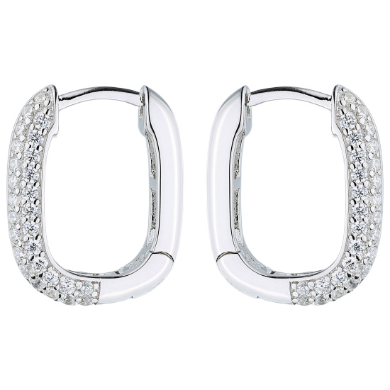Creolen eckig 925 Sterling Silber 54 Zirkonia Ohrringe
