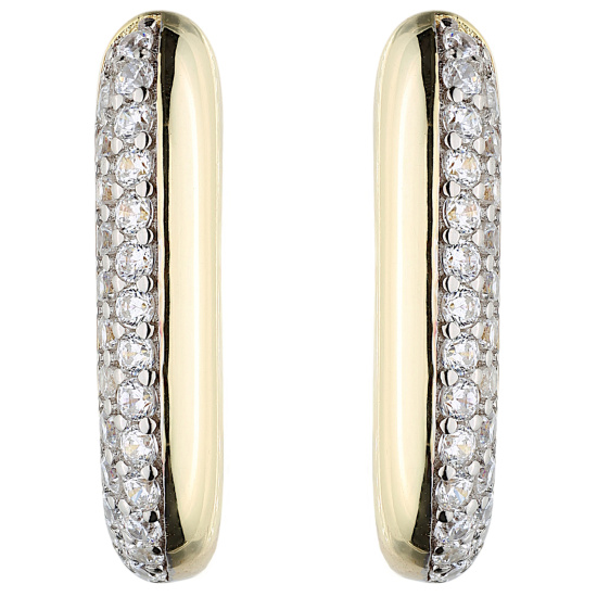 Creolen eckig 925 Sterling Silber vergoldet 54 Zirkonia