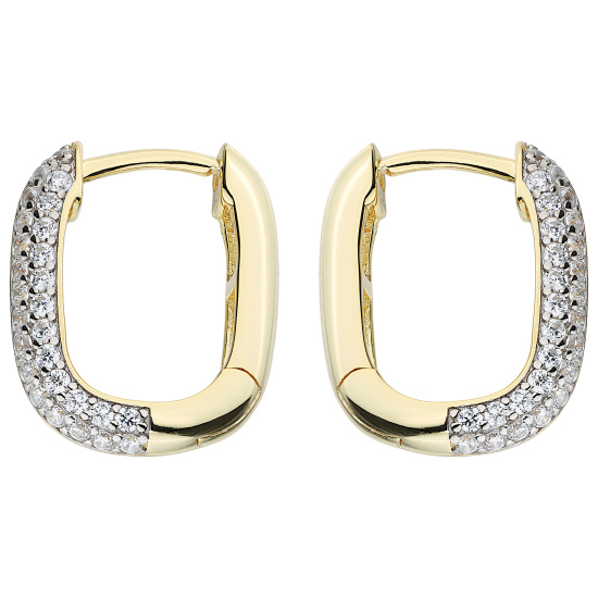 Creolen eckig 925 Sterling Silber vergoldet 54 Zirkonia