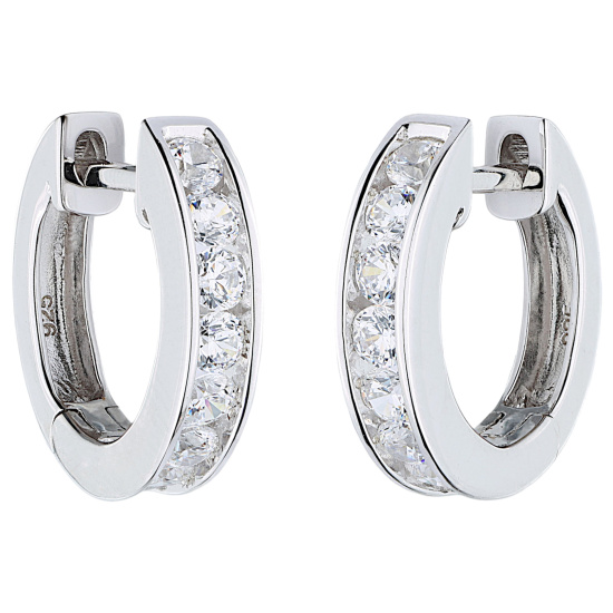 Creolen 925 Sterling Silber 16 Zirkonia Ohrringe