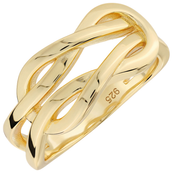 Damen Ring Schlaufe 925 Sterling Silber vergoldet Silberring