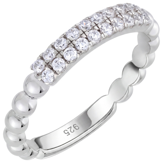 Damen Ring 925 Sterling Silber 20 Zirkonia Silberring