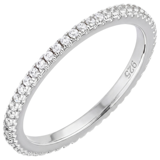 Damen Ring 925 Sterling Silber ca. 49 Zirkonia rundum Silberring