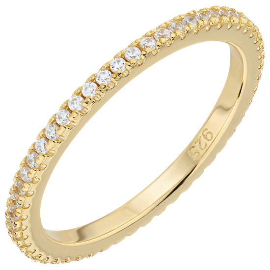 Damen Ring 925 Sterling Silber vergoldet ca. 49 Zirkonia rundum Silberring