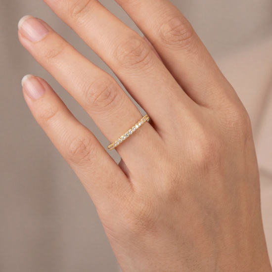 Damen Ring 925 Sterling Silber vergoldet ca. 49 Zirkonia rundum Silberring