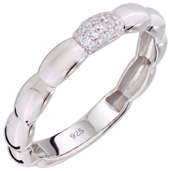 Damen Ring 925 Sterling Silber 18 Zirkonia Silberring