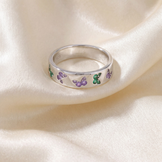 Damen Ring Schmetterling 925 Sterling Silber 24 Zirkonia Silberring