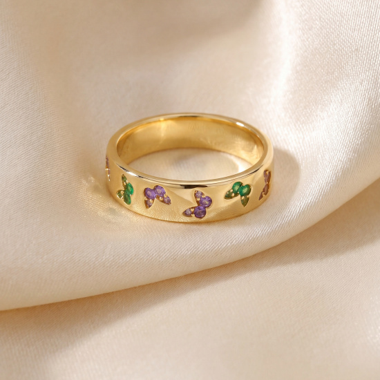 Damen Ring Schmetterling 925 Sterling Silber vergoldet 24 Zirkonia Silberring