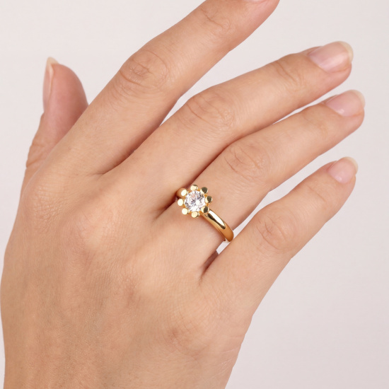 Damen Ring 925 Sterling Silber vergoldet 1 Zirkonia Silberring