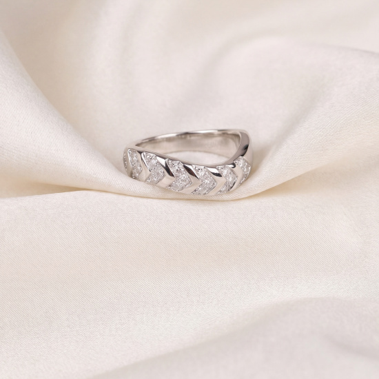 Damen Ring Welle 925 Sterling Silber 21 Zirkonia Silberring