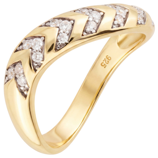 Damen Ring 925 Sterling Silber vergoldet 21 Zirkonia Silberring