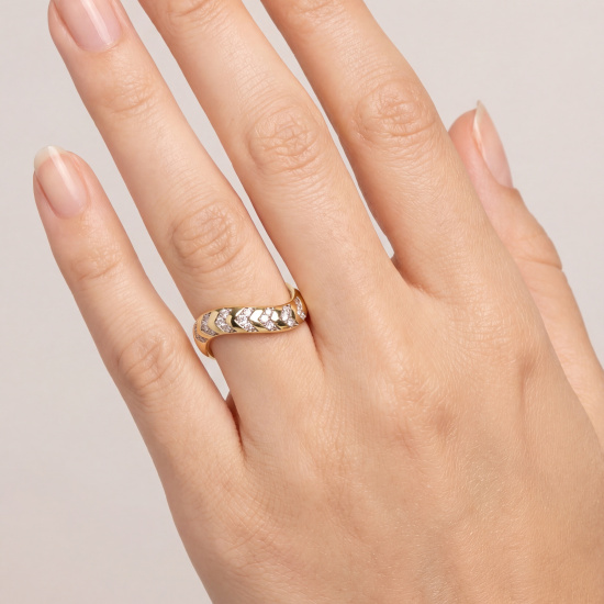 Damen Ring 925 Sterling Silber vergoldet 21 Zirkonia Silberring