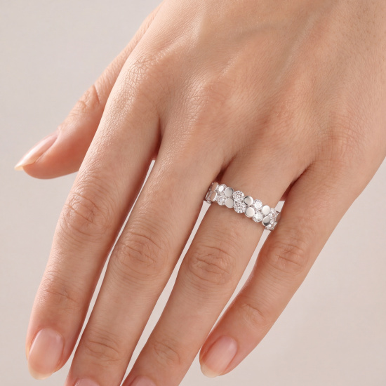 Damen Ring 925 Sterling Silber 10 Zirkonia Silberring
