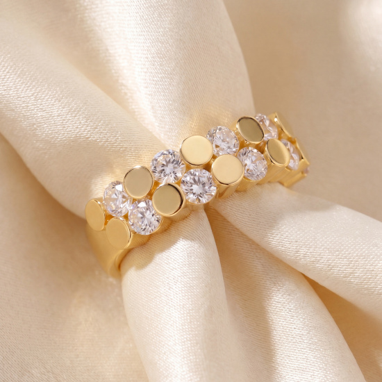 Damen Ring 925 Sterling Silber vergoldet 10 Zirkonia Silberring
