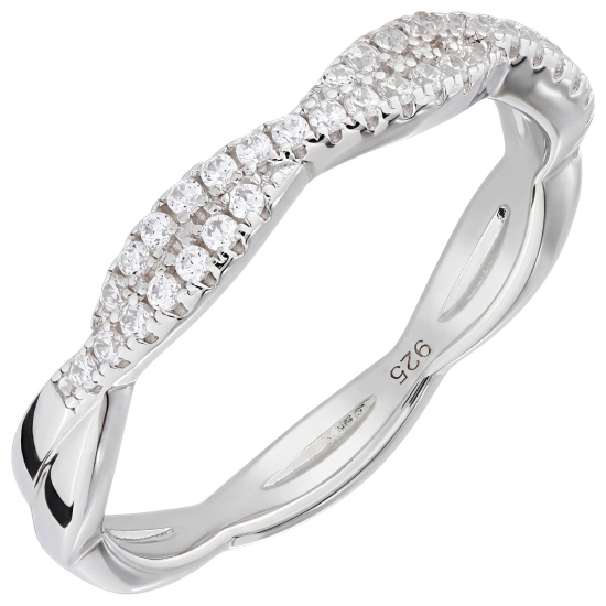 Damen Ring geflochten 925 Sterling Silber 40 Zirkonia Silberring