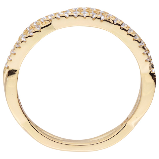 Damen Ring geflochten 925 Sterling Silber vergoldet 40 Zirkonia Silberring
