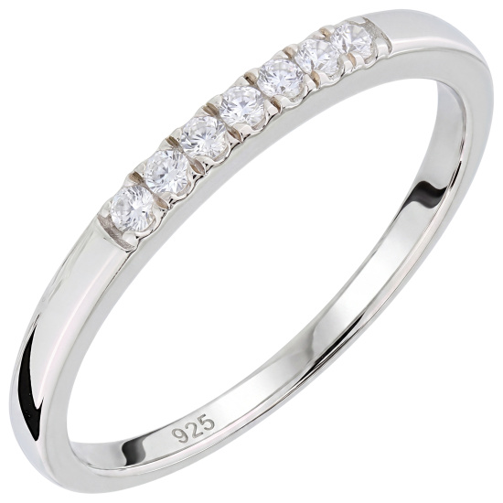 Damen Ring schmal 925 Sterling Silber 7 Zirkonia Silberring