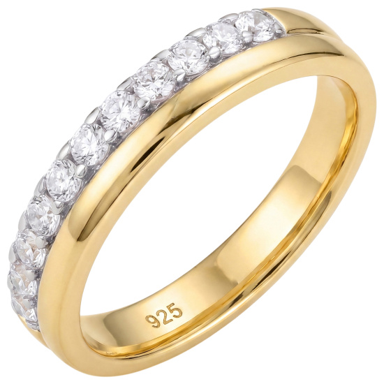 Damen Ring 925 Sterling Silber vergoldet 11 Zirkonia Silberring