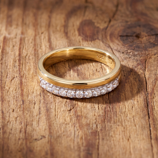 Damen Ring 925 Sterling Silber vergoldet 11 Zirkonia Silberring