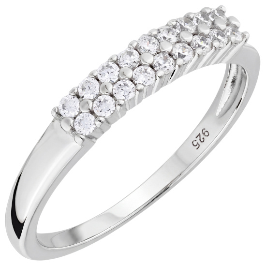 Damen Ring 925 Sterling Silber 18 Zirkonia Silberring