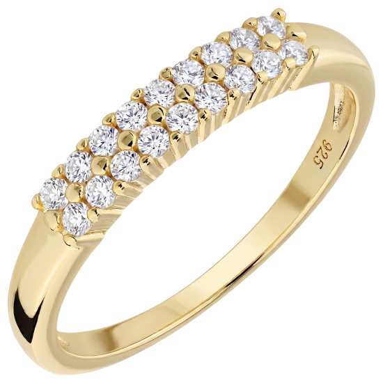 Damen Ring schmal 925 Sterling Silber vergoldet 18 Zirkonia Silberring