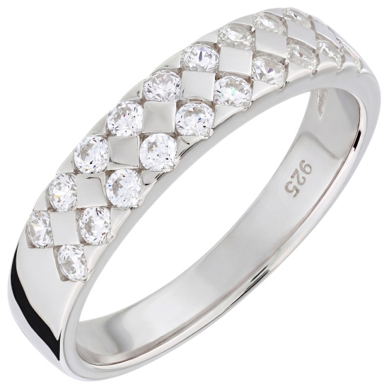 Damen Ring 925 Sterling Silber 20 Zirkonia Silberring