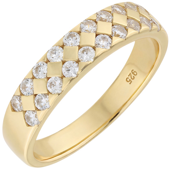 Damen Ring 925 Sterling Silber vergoldet 20 Zirkonia Silberring