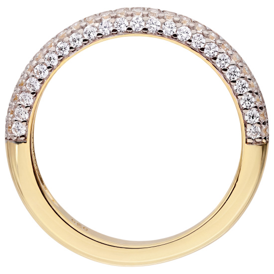 Damen Ring schmal 925 Sterling Silber vergoldet 48 Zirkonia Silberring