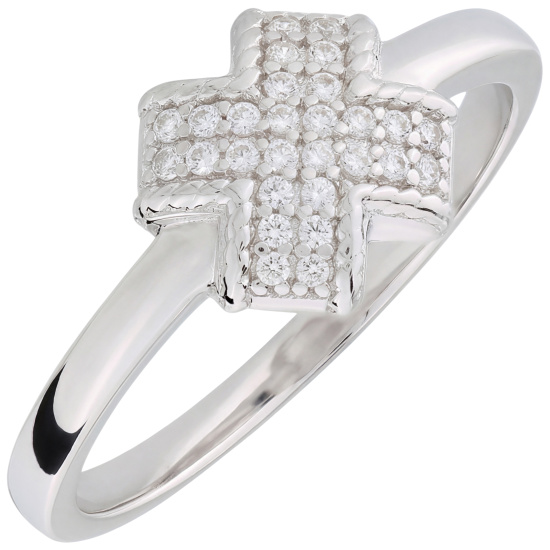 Damen Ring gekreuzt 925 Sterling Silber 28 Zirkonia Silberring