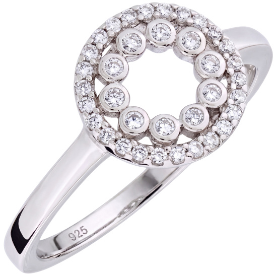 Damen Ring Kreis 925 Sterling Silber 36 Zirkonia Silberring
