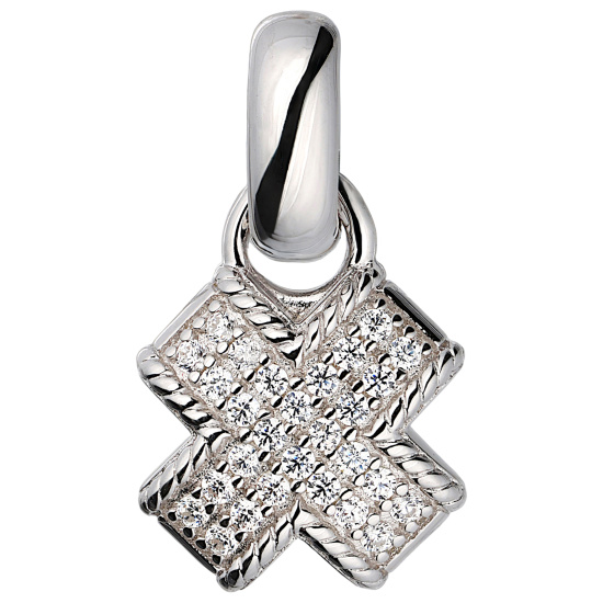 Anhänger gekreuzt 925 Sterling Silber 28 Zirkonia Silberanhänger