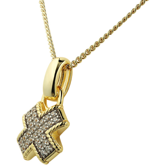 Anhänger gekreuzt 925 Sterling Silber vergoldet 28 Zirkonia