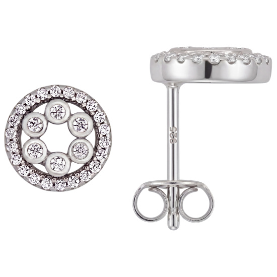 Ohrstecker Kreis 925 Sterling Silber 56 Zirkonia